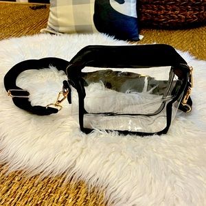 Clear Square Stadium Bag with black trim FREE SHIPPING!